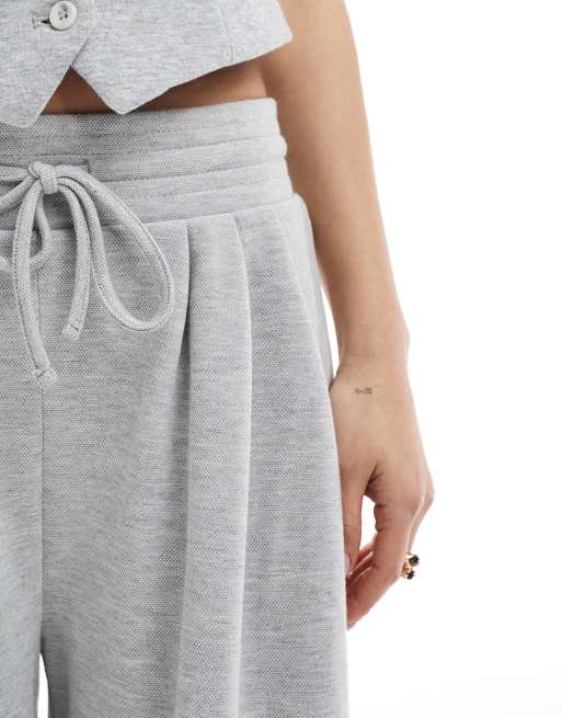 Vero Moda wide leg jersey trackies in light grey melange (part of a set)