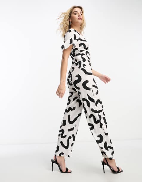 Vero Moda wide leg jumpsuit in mono abstract print - view 1