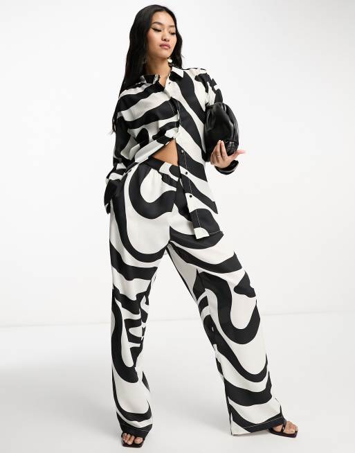 Vero Moda wide leg pants in abstract mono print - part of a set 
