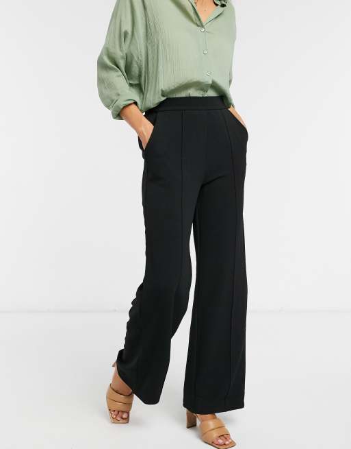 Vero Moda Brenda Faux Leather Straight Leg Trousers in Black