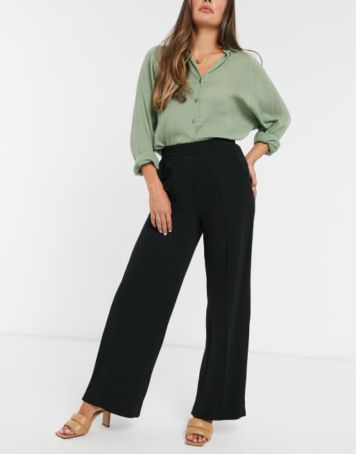 Vero Moda Brenda Faux Leather Straight Leg Trousers in Black