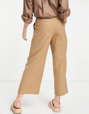 Abercrombie & Fitch wide leg twill pants in camel