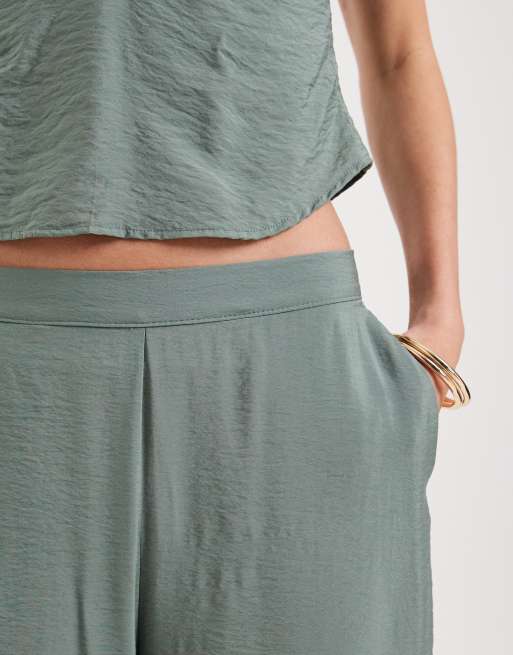 Vero Moda wide leg pants in laurel green (Part of a set), 3 of 5
