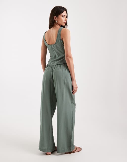 Vero Moda wide leg pants in laurel green (Part of a set), 4 of 5