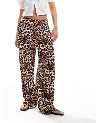 Vero Moda Wide Leg Pants In Leopard Print-multi In Animal Print