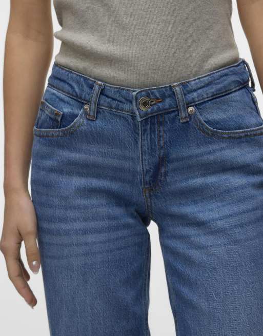 Vero Moda Wide leg pants in medium blue denim, 3 of 5