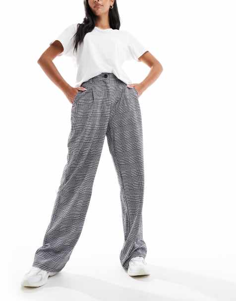 Vero Moda wide leg trouser in mono check