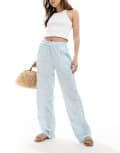 [Vero Moda] Vero Moda wide leg pull on pants in pale blue floral print XS Airy blue