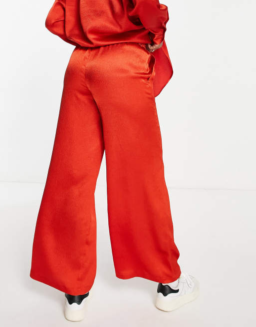 Mango Dakota Baroque Print Satin Trousers, Red, 4