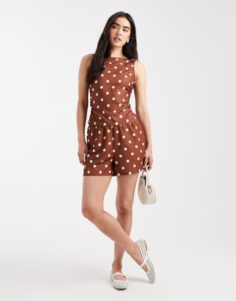 Vero Moda wide leg short co-ord in polka dot print - view 1