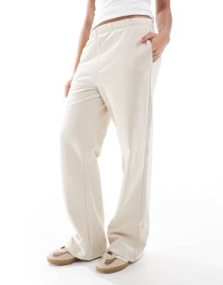 Vero Moda Textured Jersey Wide Leg Pants In Neutral