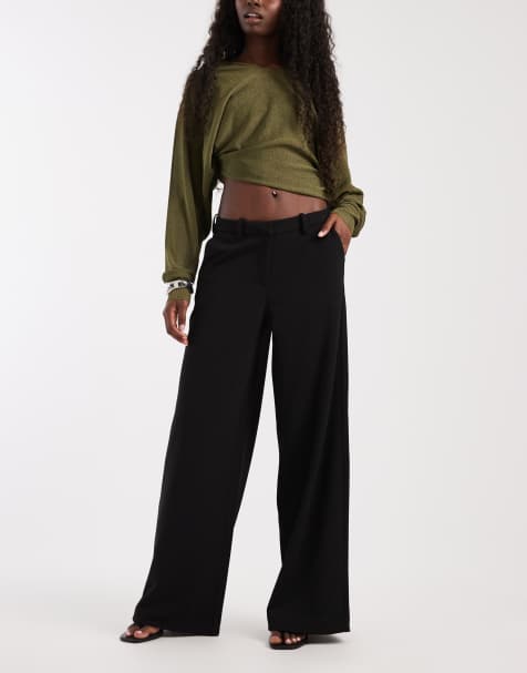 Vero Moda wide leg tailored trouser in black - view 1