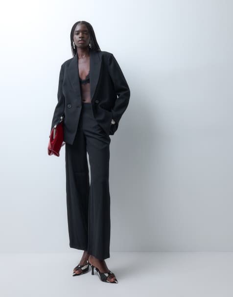 Vero Moda wide leg tailored trousers co-ord in black - view 1