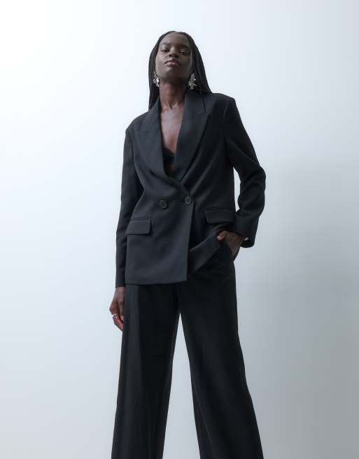 Vero Moda wide leg tailored trousers co-ord in black, 5 of 5