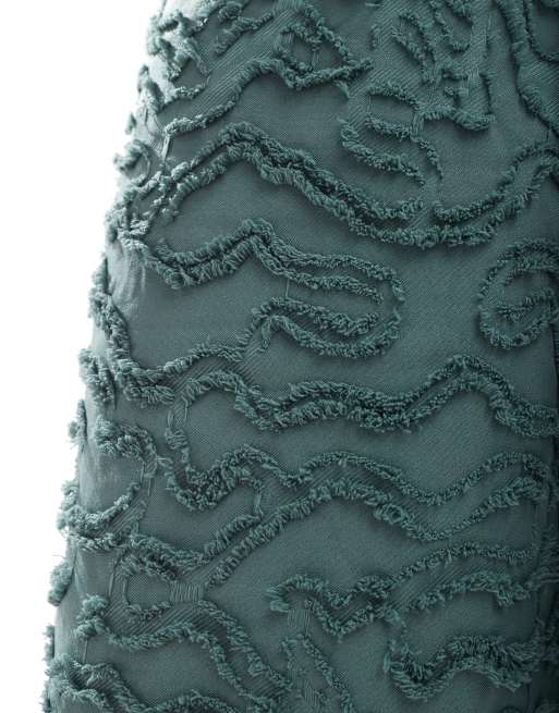 Vero Moda wide leg tie waist pants with textured applique in green, 2 of 5