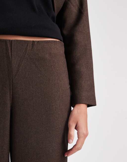 Vero Moda wide leg tweed look tailored pants in chocolate - part of a set, 5 of 5