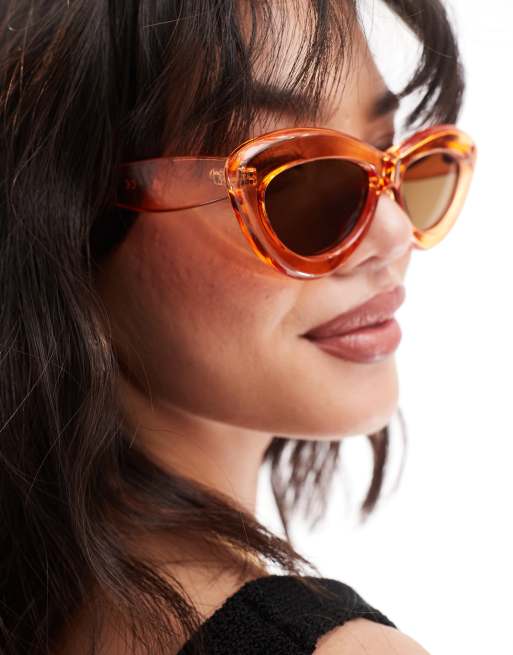 Vero Moda wide rim cat eye sunglasses in orange