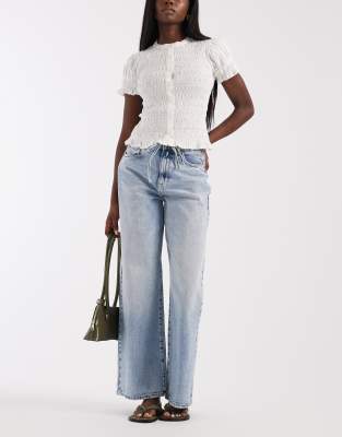 Wien - Jean ample à taille mi-haute avec ceinture - Bleu clair délavé W29
