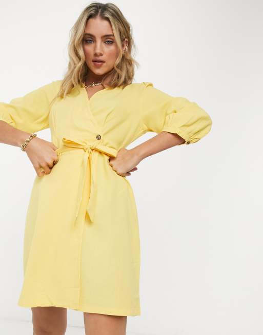 Vero Moda Wikkeljurk in geel ASOS