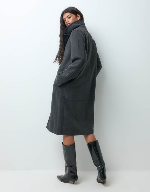 Vero Moda wool-blend formal midi coat in dark grey melange, 5 of 5