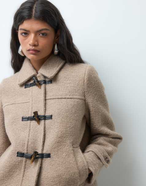 Vero Moda wool look short jacket with toggle closures in neutral - view 1