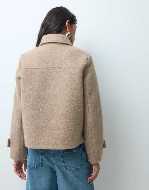 Vero Moda wool look short jacket with toggle closures in neutral , 5 of 5