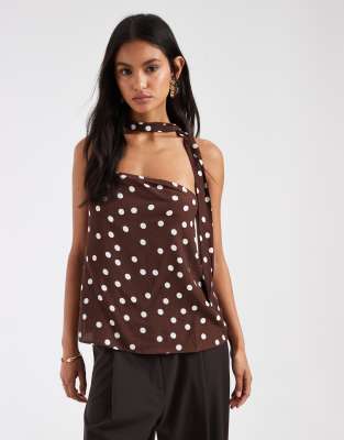 Vero Moda Woven Bandeau Top With Scarf Detail Co-ord In Brown