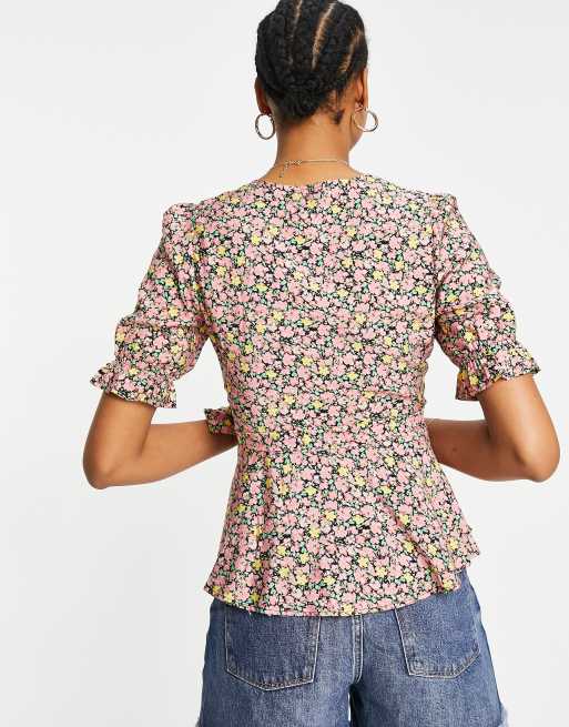 Vero Moda wrap blouse in ditsy floral, 2 of 4