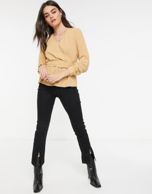 belted wrap blouse