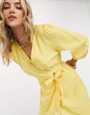 asos yellow wrap dress