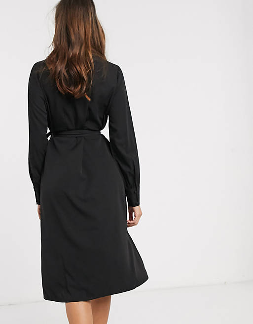 Vero Moda wrap midi dress in black | ASOS