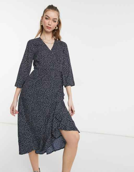 Betydning udtryk Kritisere Vero Moda wrap midi dress in navy dot | ASOS