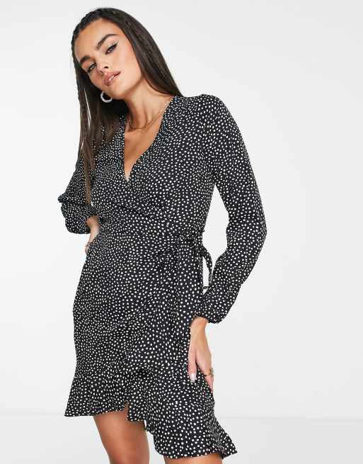 Black spot print dress sale