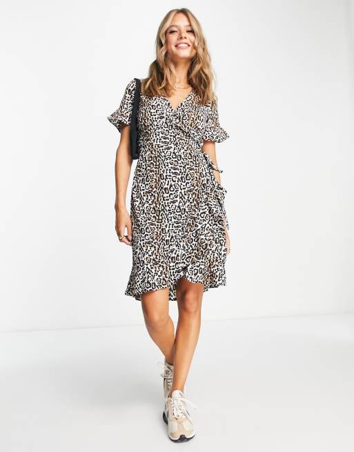 Leopard wrap clearance mini dress