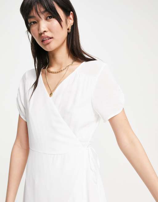 Vero Moda wrap dress in white | ASOS