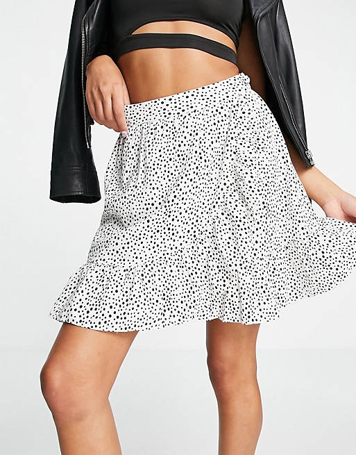 Vero Moda wrap mini skirt in white polka dot