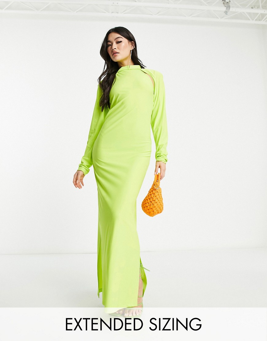 Vero Moda X Joann Van Den Herik detachable sleeve racer neck maxi dress in lime popsicle-Green
