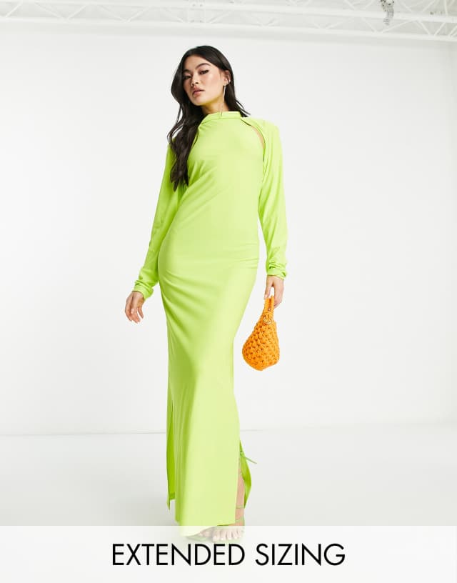 Vero Moda - x joann van den herik detachable sleeve racer neck maxi dress in lime popsicle