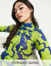 Y.A.S krizza long sleeve top in green print | ASOS