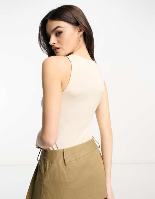 Vero Moda x Joann Van Den Herik sleeveless bodysuit in stone, 4 of 4