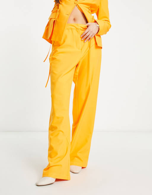 Vero Moda x Joann Van Den Herik tailored wide leg pants in orange (part of a set), 3 of 4