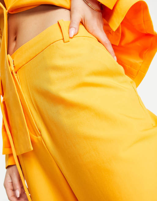 Vero Moda x Joann Van Den Herik tailored wide leg pants in orange (part of a set), 4 of 4
