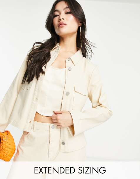 Vero Moda x Joann Van Den Herik utility cropped jacket in stone (part of a set) - view 1