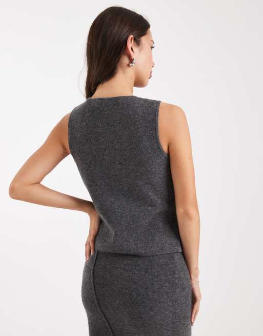 Vero Moda - Zacht gebreid gilet in gemêleerd grijs, deel van co-ord set, 4 van 4