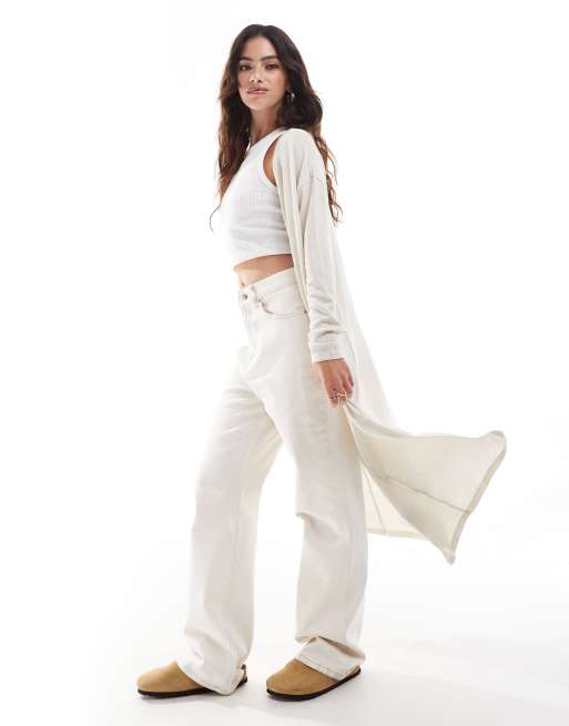 Vero Moda - Zacht vest zonder sluiting en met lange pasvorm in crème