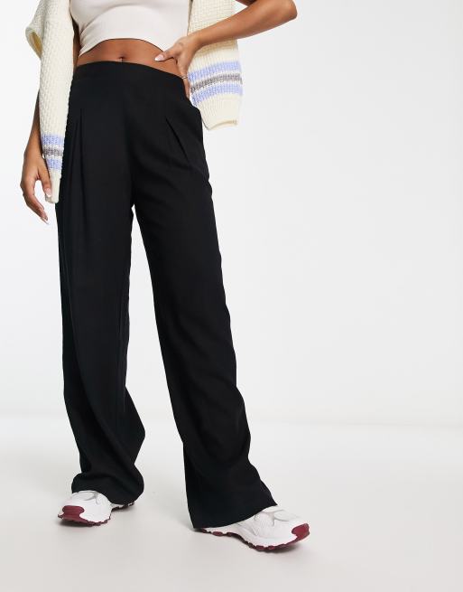 Vero Moda - Zachte, elegante broek met wijde pijpen en linnen-touch in zwart