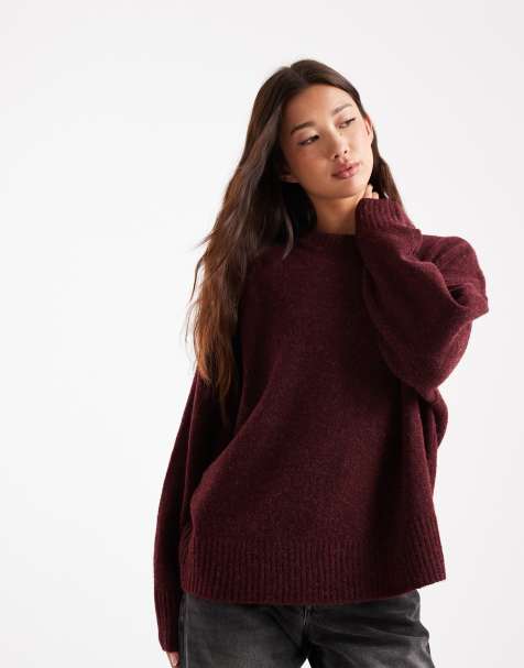 Vero Moda - Zachte trui met ronde hals in bordeauxrood - view 1