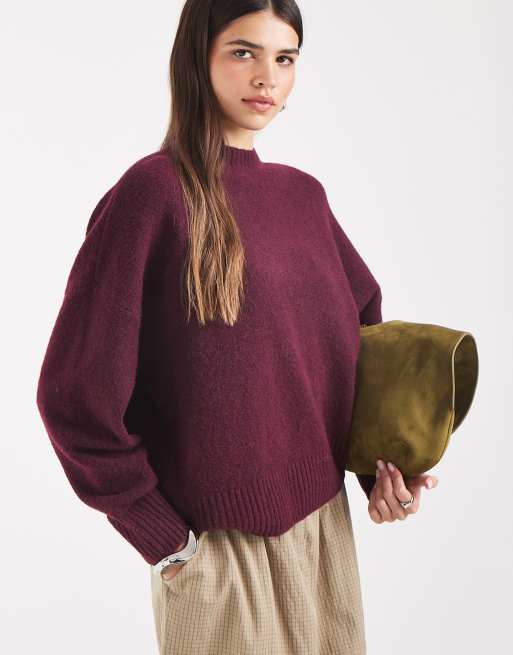Vero Moda - Zachte trui met ronde hals in bordeauxrood, 2 van 4
