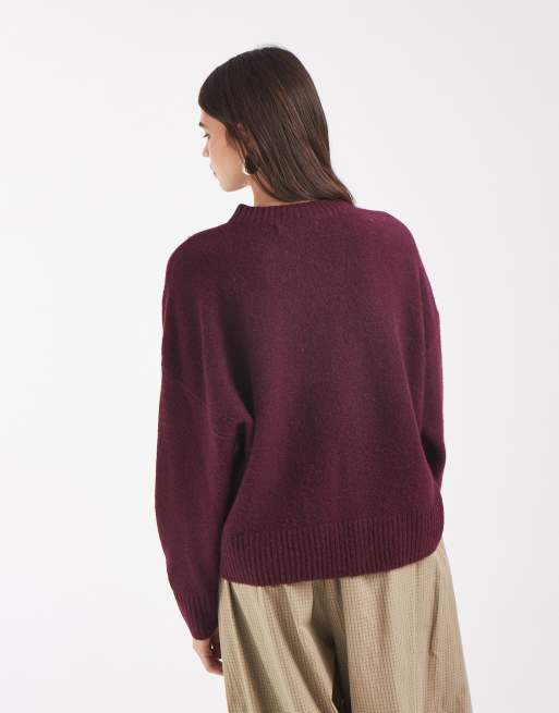 Vero Moda - Zachte trui met ronde hals in bordeauxrood, 4 van 4