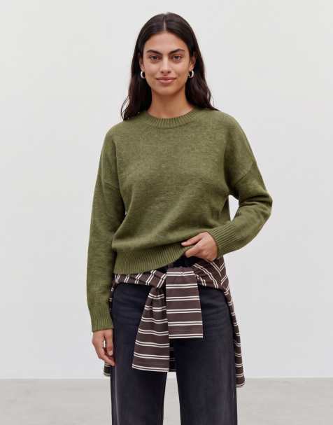 Vero Moda zachte trui met ronde hals in mosgroen - view 1
